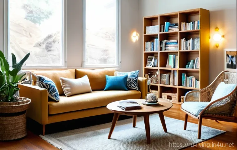 리빙코디네이터 주요 도서 및 참고 자료 - **A Cozy, Well-Traveled Living Room:** A serene and inviting living room, meticulously designed to r...